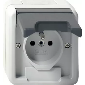 GIRA 448530 SCHUKO csatlakozóaljzat billenőfedéllel, tisztafehér fényes