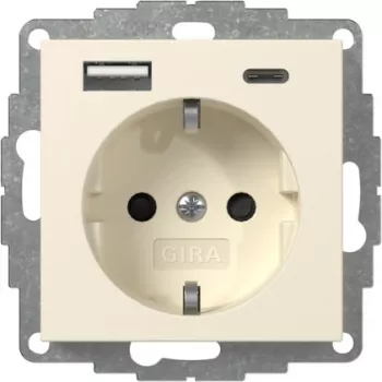 GIRA 245901 SCHUKO aljzat USB-töltővel 2x Type-A/C System 55 krémfehér