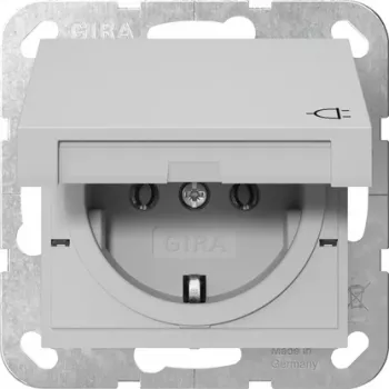 GIRA 4454015 SCHUKO-aljzat billenőfedéllel, System 55, szürke