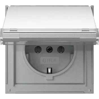 Gira TX_44 SCHUKO-aljzat billenőfedéllel és feliratozómezővel, tisztafehér 441065
