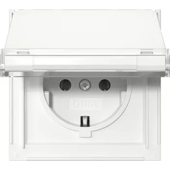 GIRA 441066 SCHUKO-aljzat billenőfedéllel, Gira TX_44, tisztafehér