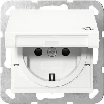 GIRA 475403 SCHUKO-aljzat billenőfedéllel, fokozott érintésvédelem, System 55, tisztafehér