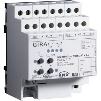 GIRA zsalu-/redőnyaktor 2 csatornás 230 V AC KNX/EIB DIN-sín 215200
