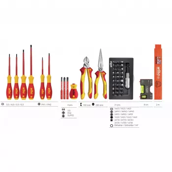Wiha Basic Set L Electric 46-Piece VDE Insulated Tool Case 47312