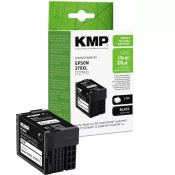 KMP kompatibilis Epson 27XXL T2791 fekete pigmentált tintapatron (E186)