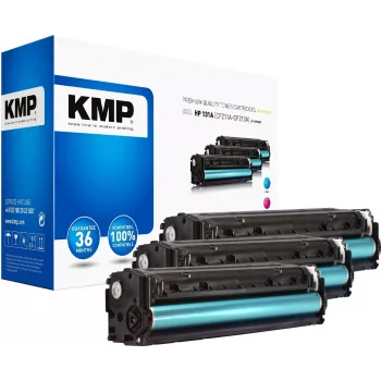 KMP 1236,0030 kompatibilis tonerpatron multi-pack HP LaserJet Pro 200 color M251n/M251nw nyomtatóhoz - cián, bíbor, sárga (3 darabos csomag, egyenként 1800 oldal)