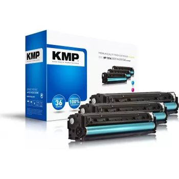 KMP 1236,0030 kompatibilis tonerpatron multi-pack HP LaserJet Pro 200 color M251n/M251nw nyomtatóhoz - cián, bíbor, sárga (3 darabos csomag, egyenként 1800 oldal)