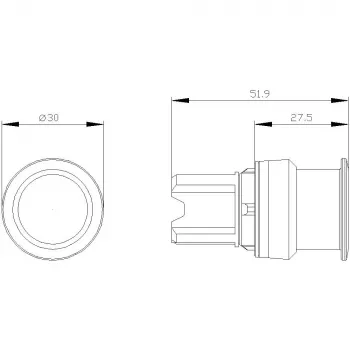 Siemens SIRIUS ACT 3SU1000-1AD10-0AA0 gombos nyomógomb előlap, műanyag, fekete