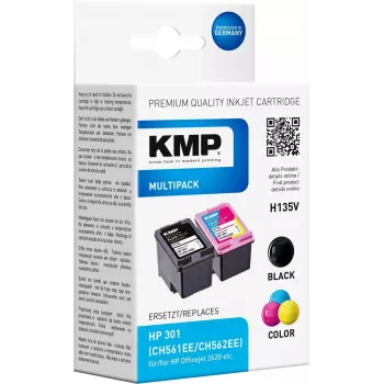 KMP MULTIPACK H135V – 2 darabos csomag tintapatron fekete és háromszínű (HP 301XL alternatíva)