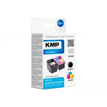 KMP MULTIPACK H135V – 2 darabos csomag tintapatron fekete és háromszínű (HP 301XL alternatíva)