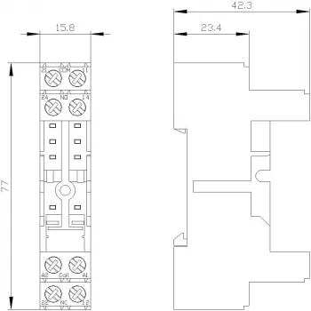 Siemens LZS:RT78725 relé foglalat 15 mm SIRIUS RT sorozatú relékhez, csavaros csatlakozó, DIN-sínre szerelhető, fekete