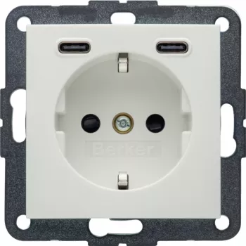 Hager Berker 48151909 Schuko-aljzat USB-C 20W PD-vel, S.1, polárfehér fényes