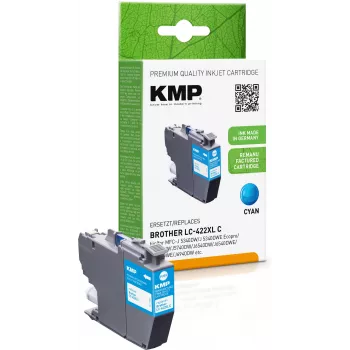KMP újratöltött cián tintapatron Brother LC422XLC-hez (1500 oldal)