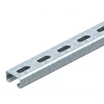 OBO Bettermann Mounting Rail C-Profile 41x21 mm, Slotted, 2000 mm, Hot-Dip Galvanized Steel, Slot Width 22 mm 1122933
