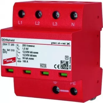 DEHN DSH TT 255 2. típusú túlfeszültség-védő készülék 1+1 pólusú 230/400V 40kA DIN-sín 941310