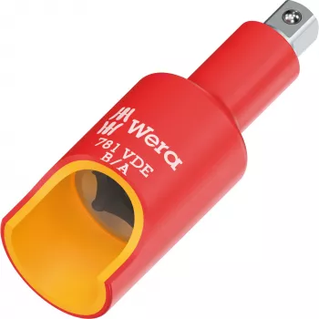Wera 781 B/A VDE szigetelt adapter, 3/8 inch négyszögletes hajtásról 1/4 inch hatszögletűre, mechanikus reteszelés 05024692001