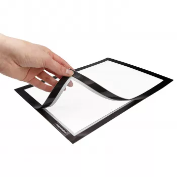 MAGNETOPLAN HOLTZ magnetofix kétoldalas öntapadós infokeret, DIN A6, fekete, kinyitható 1132112