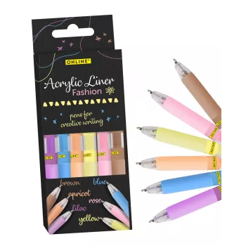 ONLINE Fashion akrilmarker különböző színekben 1,0 mm, 6 db (18632/6)