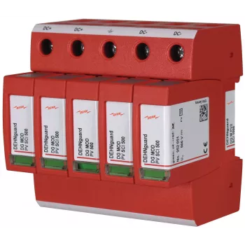 DEHN DG M PV2 SCI 1000 2. típusú túlfeszültség-levezető napelemes rendszerekhez, 3 pólusú, 1000 V DC, 40 kA, DIN-sínre szerelhető 952514