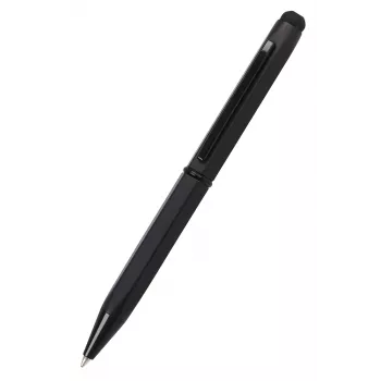 ONLINE SCHREIBGERÄTE Hexagon Stylus golyóstoll, fekete ház, kék tinta, kapacitív stylus, forgómechanizmus, közepes vonal 21035/3D