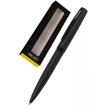 ONLINE SCHREIBGERÄTE Eleganza golyóstoll, fekete ház, kék tinta, forgómechanizmus, fém, fényes lakk 34752
