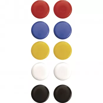 Magnetoplan Signal Magnets 20 mm, 10 Pieces, Assorted Colours (Red, Blue, Yellow, Green, White) 16662