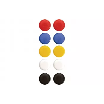 Magnetoplan Signal Magnets 20 mm, 10 Pieces, Assorted Colours (Red, Blue, Yellow, Green, White) 16662