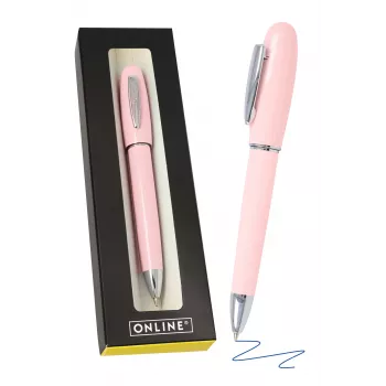ONLINE Highway Rose golyóstoll, fekete tinta, Medium (M), fémház, nyomógombos 38188/3D