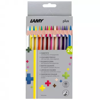 LAMY plus háromszögletű színes ceruzák, 24 darabos készlet kartondobozban, ergonomikus háromszögforma, matt felület, törésálló betét 1222008