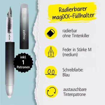 ONLINE magiXX Dark Shadow töltőtoll, közepes tollhegy, fekete (55100/3D)