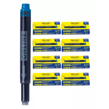 ONLINE Kombi Ink Cartridges for Fountain Pens Blue 40-Pack (70049)
