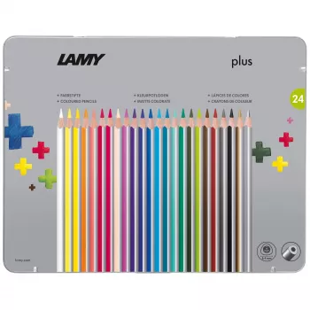 LAMY Dreikant plus színes ceruzák, 24 különböző szín, ergonomikus háromszögletű forma, matt felület, fémdoboz 1222010
