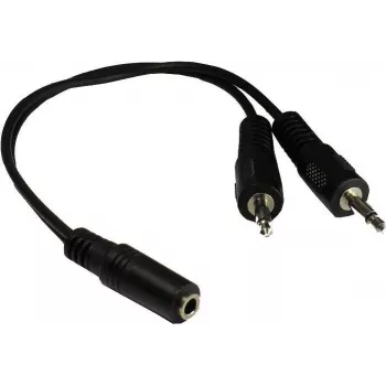 GoodConnections AD-35B2S audio Y-adapter 3,5 mm sztereó aljzat 2x RCA mono dugóra, 20 cm, nikkelezett, fekete