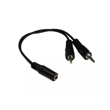 GoodConnections AD-35B2S audio Y-adapter 3,5 mm sztereó aljzat 2x RCA mono dugóra, 20 cm, nikkelezett, fekete