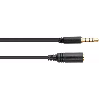 GoodConnections 3,5mm 4-pólusú TRRS hosszabbítókábel, dugó–aljzat, 2m, fekete AS-35V4B2
