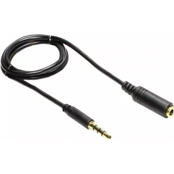GoodConnections 3,5mm 4-pólusú TRRS hosszabbítókábel, dugó–aljzat, 2m, fekete AS-35V4B2