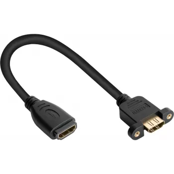 Good Connections HDMI szerelőkábel, HDMI Type-A aljzat panel-mount aljzatra, 0,3 m, fekete HDMI-AD23