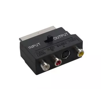 GoodConnections Alcasa 5525-3CU SCART 3x RCA + S-Video adapter irányváltóval, fekete