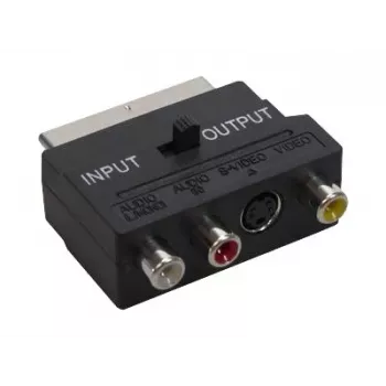 GoodConnections Alcasa 5525-3CU SCART 3x RCA + S-Video adapter irányváltóval, fekete