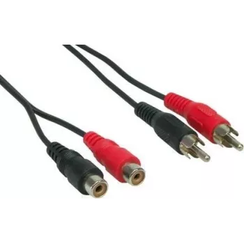 GoodConnections 5m RCA audio hosszabbító kábel, 2x RCA dugó 2x RCA aljzatra, sztereó, fekete AS-5CV2