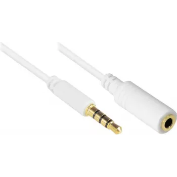 GoodConnections AS-35V4W2 3,5 mm-es 4-pólusú audio hosszabbítókábel, dugó aljzatra, fehér, 2 m