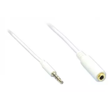 GoodConnections AS-35V4W2 3,5 mm-es 4-pólusú audio hosszabbítókábel, dugó aljzatra, fehér, 2 m