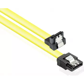 GoodConnections SATA 6 Gb/s kábel fémkapoccsal, szögletes, 0,50 m, sárga 5047-AW05Y