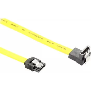 GoodConnections SATA 6 Gb/s kábel fémkapoccsal, szögletes, 0,50 m, sárga 5047-AW05Y