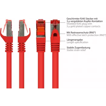 GoodConnections Alcasa 8060-400R Cat6 S/FTP patchkábel, RJ45 dugó dugóra, 40 m, aranyozott
