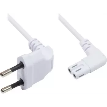 Good Connections Euro tápkábel, Eurodugó IEC C7 aljzatra, mindkét oldalon 90°-ban ívelt, fehér, 0,75 m (1550-ZW007W)