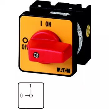 Eaton T0-1-102/E-RT bütykös kapcsoló, 2 pólusú, 20 A, frontoldali szerelés, piros/sárga 009046
