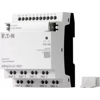 Eaton EASY-E4-UC-16RE1 easyE4 vezérlőrelé, 8 DI, 4 AI, 8 relékimenet, Ethernet, LCD, DIN-sín