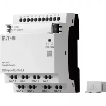 Eaton EASY-E4-UC-16RE1 easyE4 vezérlőrelé, 8 DI, 4 AI, 8 relékimenet, Ethernet, LCD, DIN-sín