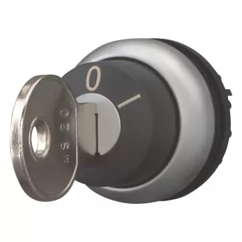 Eaton M22-WRS-MS20 kulcsos választókapcsoló hajtás, 2 állású, reteszelő, MS20 kulcs, titán fém előlapi gyűrű, fekete 111779